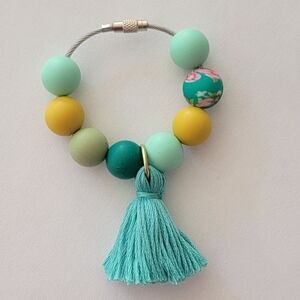 Teal Tassel and Beads Bogg Bag Purse Charm